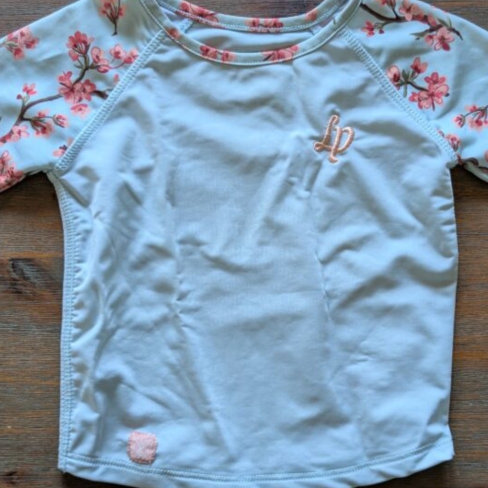 Floral Kids Swim Shirt - Light Blue